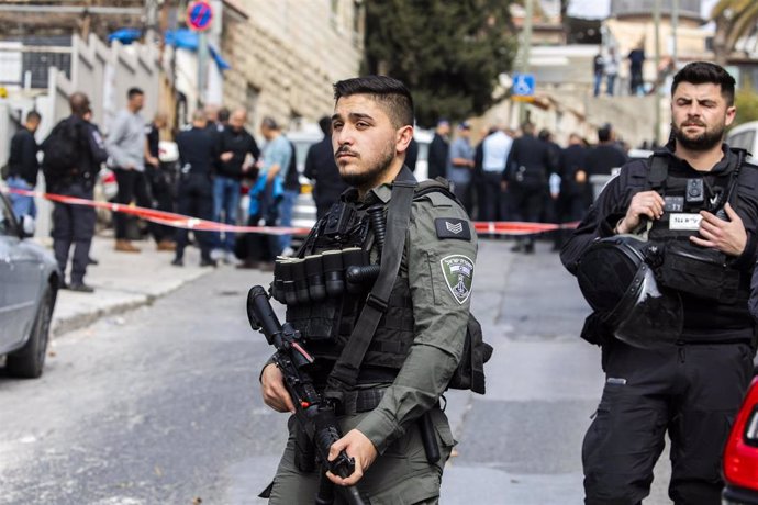 Policía israelí en Silwan, Jerusalén Este