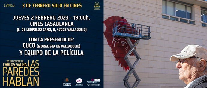 Cartel del preestreno de 'Las paredes hablan' en los Cines Casablanca de Valladolid.