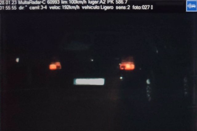 Captura de foto del coche que presuntamente circulaba a 192 kilómetros por hora en Sils (Girona)