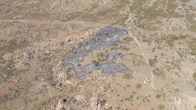 Zona del paraje Coto del Molino afectada por un incendio forestal