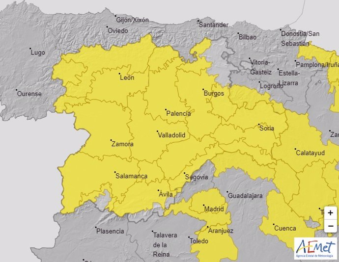 En aviso amarillo este lunes todas las provincias de CyL por temperaturas mínimas de hasta -11 grados