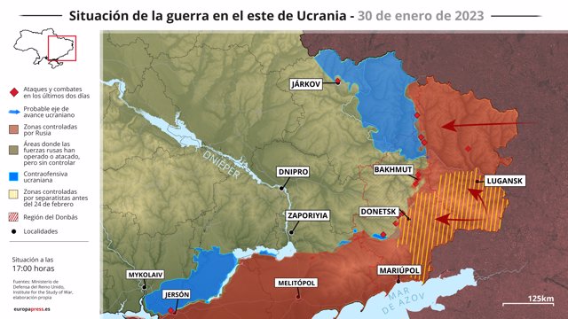 Situación de la guerra en el este de Ucrania el 30 de enero de 2023