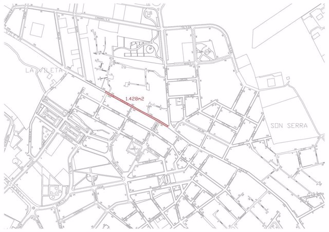 Plano de las obras de renovación del asfaltado en una de las calles del barrio La Vileta.