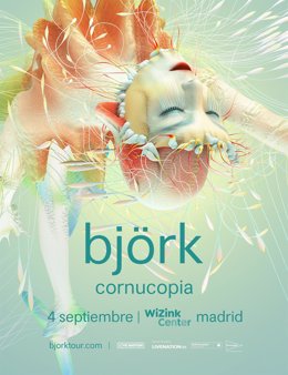 Cartel del concierto de Bjrk en el WiZink Center de Madrid.