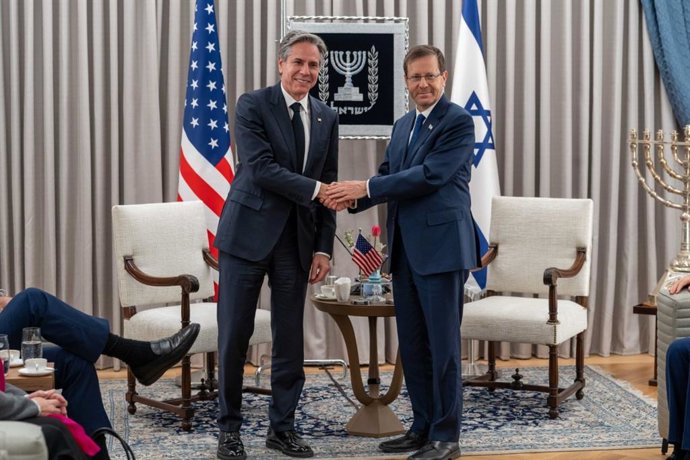 El secretario de Estado de Estados Unidos, Antony Blinken, y el presidente de Israel, Isaac Herzog