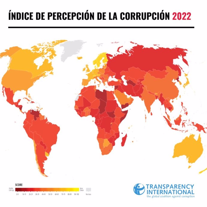 Archivo - Índice de Percepción de la Corrupción (IPC) 2022 de Transparencia Internacional