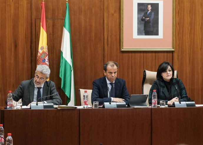 El director general de la RTVA, Juan de Dios Mellado, este martes en el Parlamento