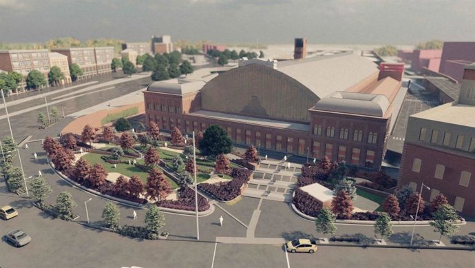 Proyección del resultado previsto de la remodelación de la marquesina histórica de Atocha