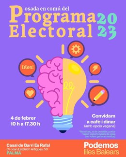 Podemos Baleares organiza este sábado una jornada de puesta en común del programa electoral en Palma