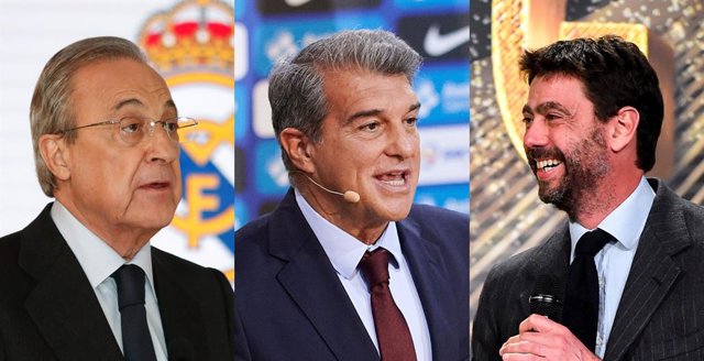 Archivo - Florentino Pérez, Joan Laporta i Andrea Agnelli