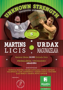 Cartel de la exhibición de fuerza en Abadiño este domingo.