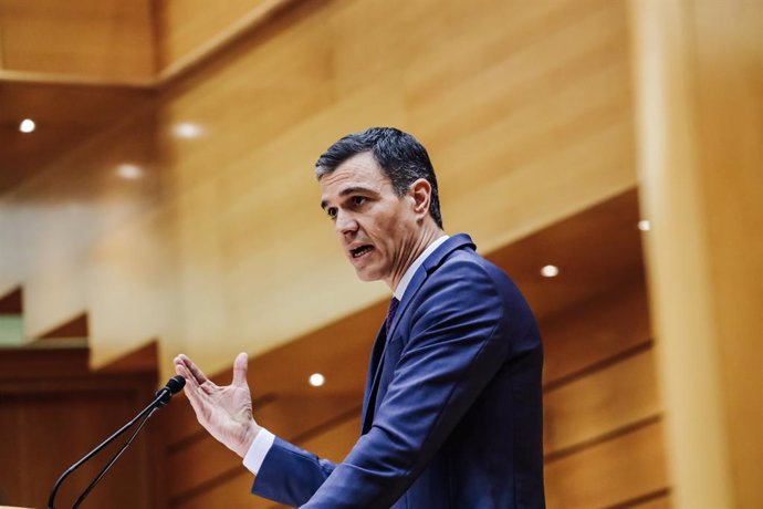 El presidente del Gobierno, Pedro Sánchez, comparece ante este martes en el Pleno del Senado.