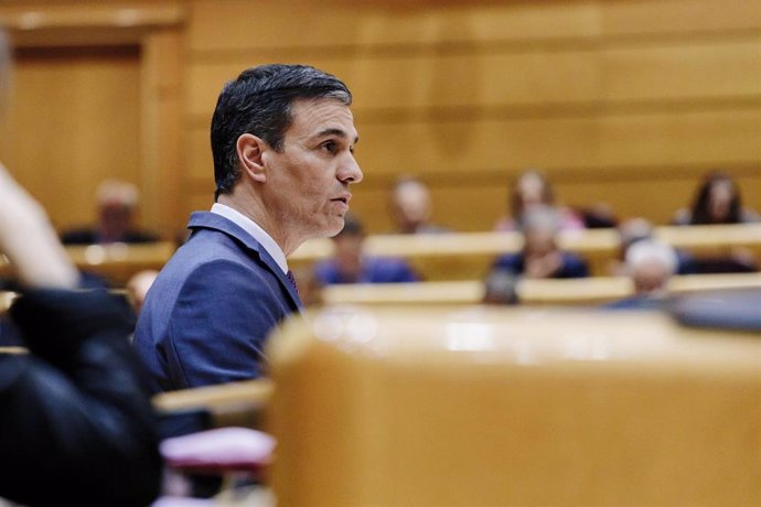 El presidente del Gobierno, Pedro Sánchez, comparece en un pleno del Senado, a 31 de enero de 2023, en Madrid (España).