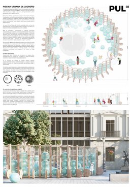 Proyecto de Concéntrico ' Piscina Urbana de Logroño', que se instalará en la plaza de las EScuelas Trevijano
