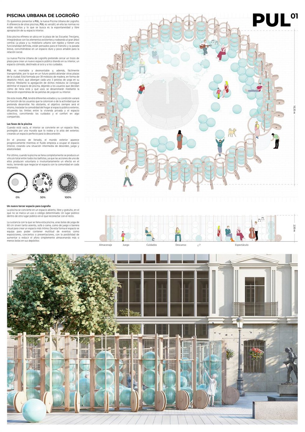 Proyecto de Concéntrico ' Piscina Urbana de Logroño', que se instalará en la plaza de las EScuelas Trevijano