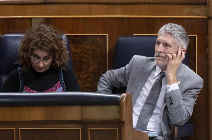 El ministro del Interior, Fernando Grande-Marlaska, en el Pleno del Congreso de los Diputados