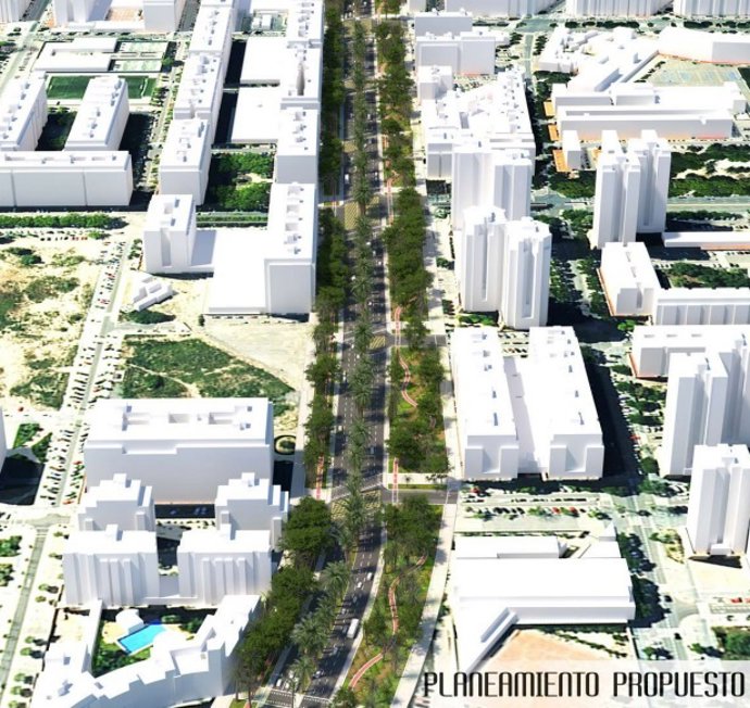 Imagen del planeamiento propuesto para reformar y renaturalizar la avenida Ausis March.