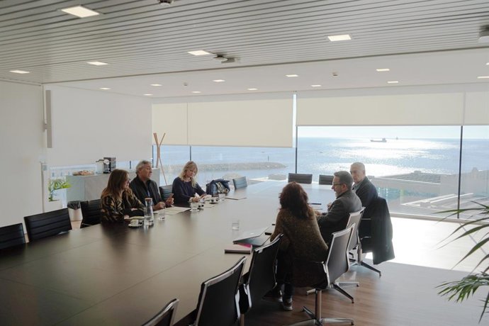 Jordi Ciuraneta, ngels Brull, i  Saül Garreta en la reunió entre Pimec Tarragona i el Port de Tarragona