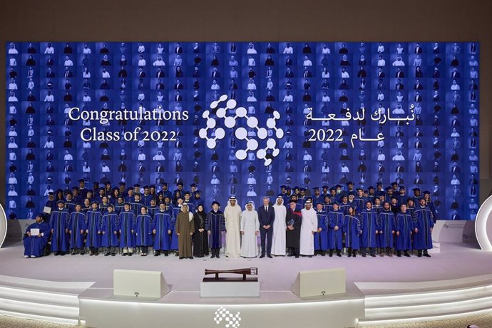 Students, faculty and dignitaries at MBZUAIs inaugural commencement.