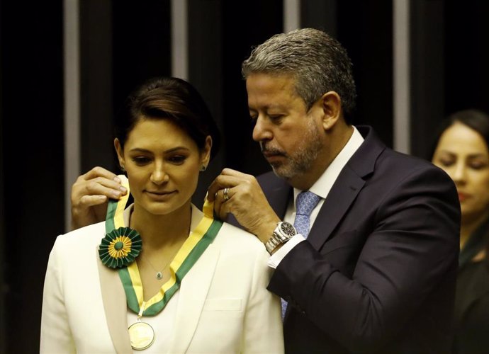 Archivo - Michelle Bolsonaro y el presidente de la Cámara de Diputados de Brasil, Arthur Lira (archivo).