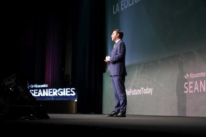 El presidente de Navantia, Ricardo Domínguez, en la jornada 'Colaboración industrial como respuesta al desafío de la eólica marina' celebrada en Madrid