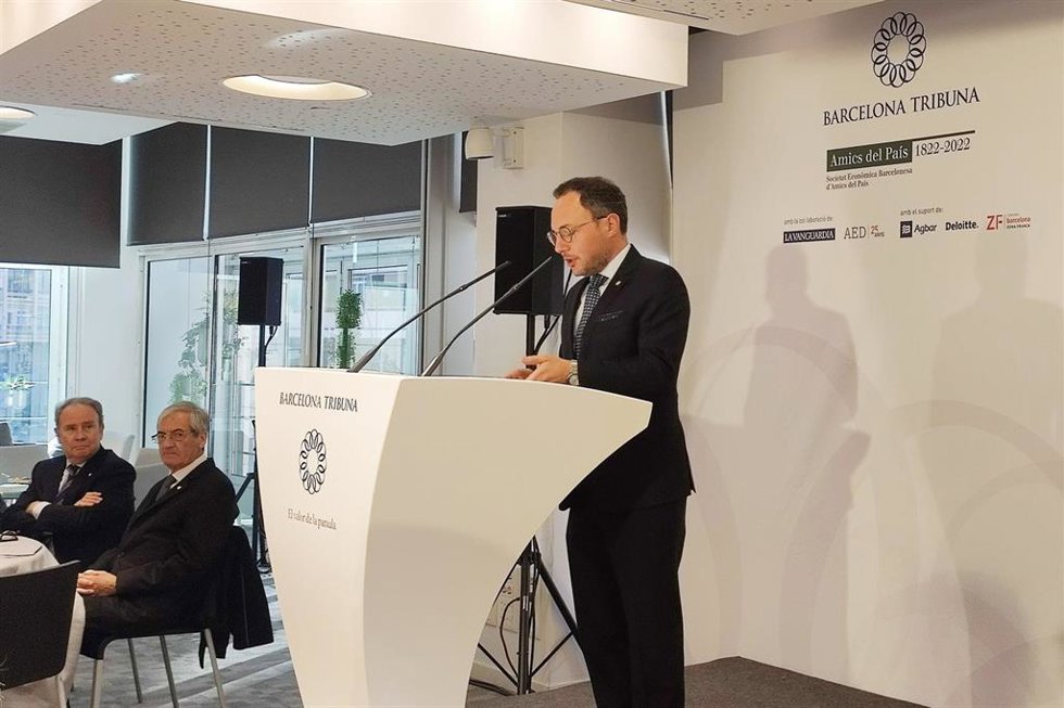 El jefe de Gobierno de Andorra, Xavier Espot, durante una conferencia en Barcelona