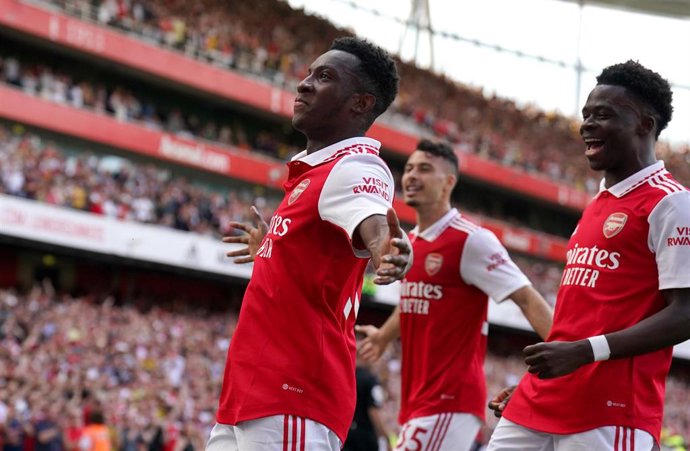 Archivo - El delantero del Arsenal Eddie Nketiah celebra un gol en el Emirates Stadium ante el Everton. 