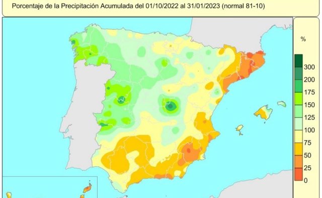 Las lluvias acumuladas en el primer cuatrimestre del año hidrológico superan en un 1% el valor normal para el periodo de referencia, según la AEMET.