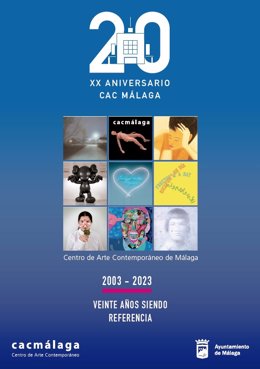 Cartel del 20 aniversario del Centro de Arte Contemporáneo de Málaga.