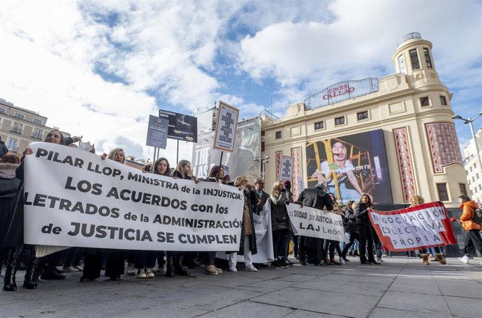 Un grupo de letrados de la Administración de Justicia en una manifestación en Madrid.