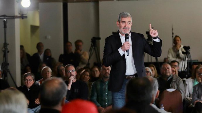 El secretario nacional de Coalición Canaria y candidato a la Presidencia de Canarias, Fernando Clavijo, en el acto de presentación de su candidatura en Tenerife