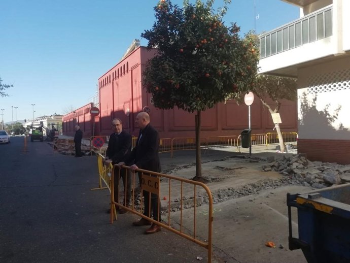 Obras en la calle Cuesta de la Pólvora de Córdoba