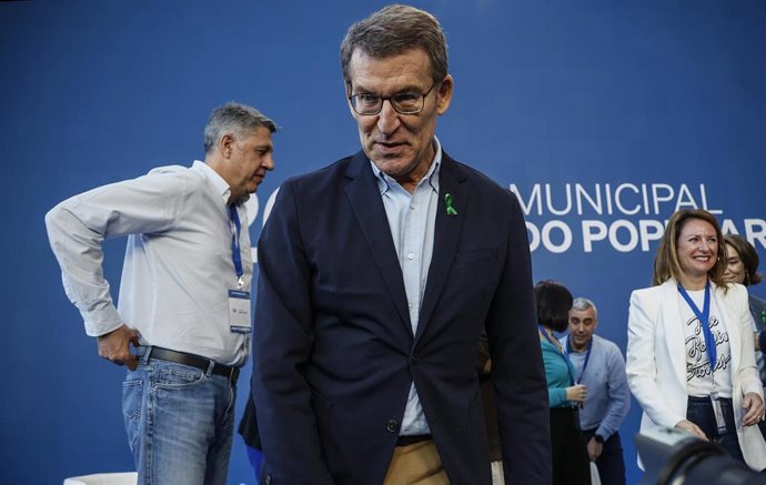 El presidente del Partido Popular, Alberto Núñez Feijóo, durante la 26 Intermunicipal del PP, a 4 de febrero de 2023, en Valencia, Comunidad de Valencia (España). 