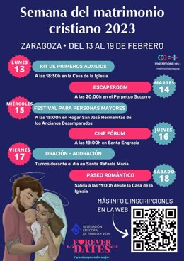 La Archidiócesis de Zaragoza organiza, por segundo año, una semana sobre el matrimonio con motivo de San Valentín.
