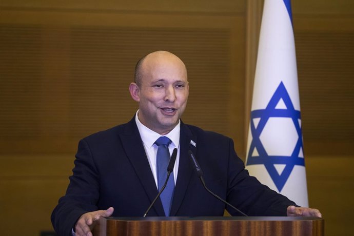 Archivo - 29 June 2022, Israel, Jerusalem: Israeli Prime Minister and the leader of the New Right party Naftali Bennett speaks during a press conference to announce his retirement from politics. The 50-year-old will not run in the next election after th