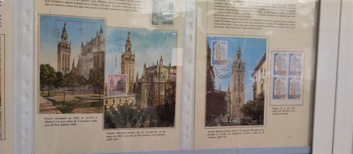 Muestra de emisiones filatélicas antiguas y peculiares de la Catedral, en la oficina prinicipal.