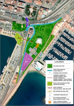 Zona delimitada donde se realizará la transformación urbanística del entorno del Port de Tarragona.