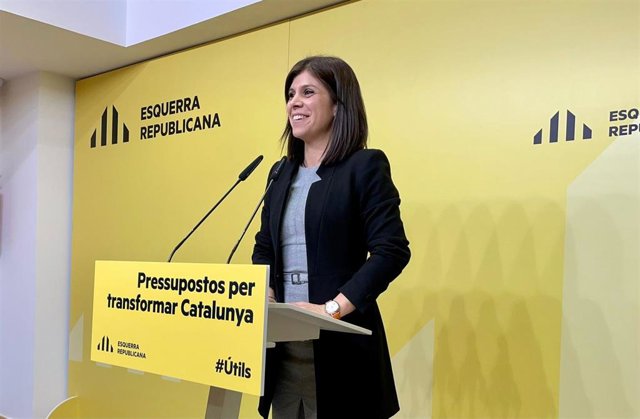 La portavoz y secretaria general adjunta de ERC, Marta Vilalta, en una rueda de prensa este lunes.