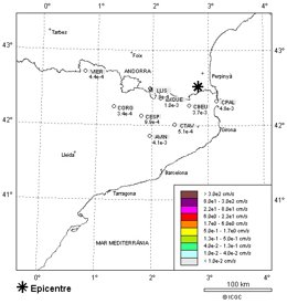 La frontera entre el Alt Empordà (Girona) y Francia ha registrado un terremoto de magnitud 2,7 que "puede haber sido percibido" este lunes sobre las 10.48 horas