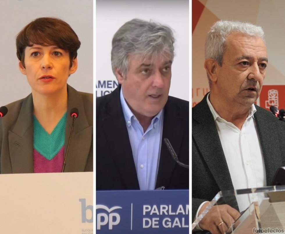 Ana Pontón (BNG), Pedro Puy (PP) y Luis Álvarez (PSdeG)