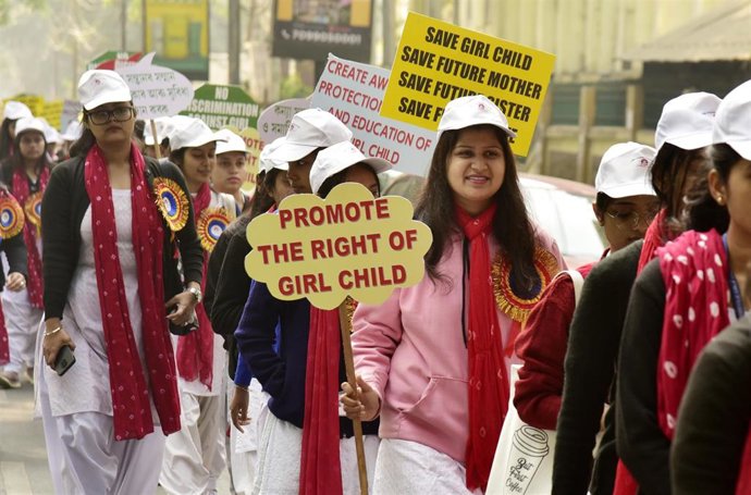 Marcha por el Día Mundial de la Niña en Assam, India (archivo).