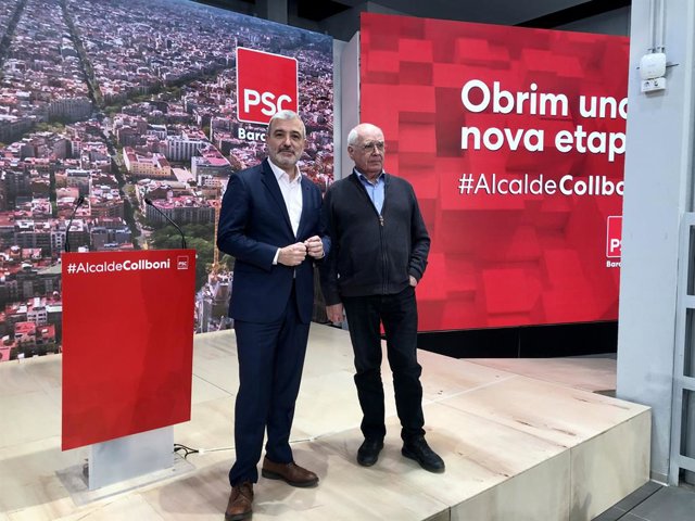 El candidat socialista a l'alcaldia de Barcelona, Jaume Collboni, i Lluís Rabell, fitxatge del PSC per a la seva llista 