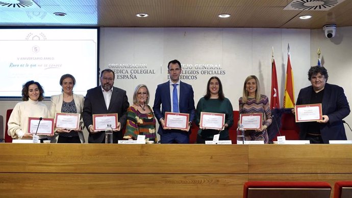 Acto de la Asociación Española de Amiloidosis (AMILO) con motivo de su V aniversario, que se ha celebrado en la sede del Consejo General de Colegios Oficiales de Médicos (CGCOM). En Madrid (España), a 6 de febrero de 2023.