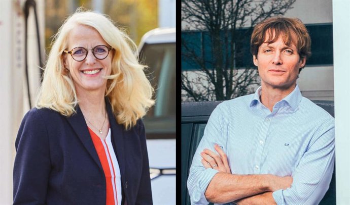 De izquierda a derecha: Elke Temme y Giovanni Palazzo, nuevo vicepresidente del área de Carga y Energía del grupo Volkswagen.