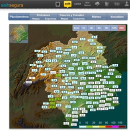 Datos con las lluvias registradas por el SAIH de la CHS