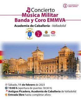La Banda y el Coro de la EMMVA en concierto de música militar este sábado en la Academia de Caballería