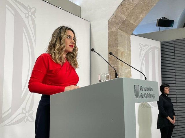 La portavoz del Govern, Patrícia Plaja, en una rueda de prensa este martes tras la celebración del Consell Executiu.