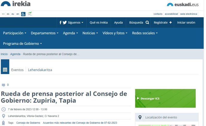 La plataforma de gobierno abierto Irekia.