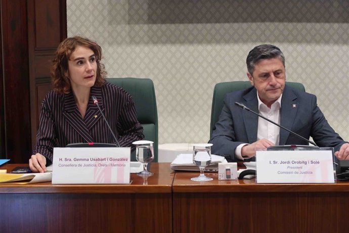 La consellera de Justicia, Derechos y Memoria de la Generalitat, Gemma Ubasart, presenta los Presupuestos de su departamento en la Comisión de Justicia del Parlament. El martes 7 de febrero de 2023.