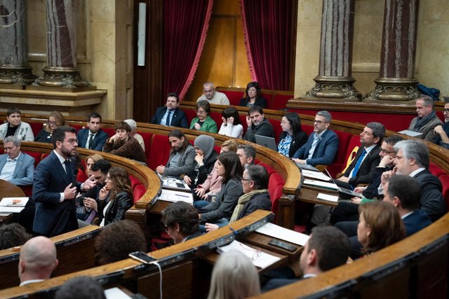 El president de la Generalitat, Pere Aragonès, al Parlament
